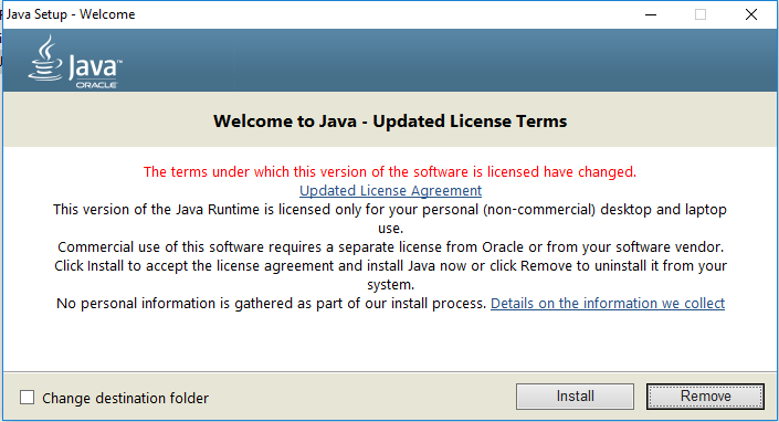 Start installing Java