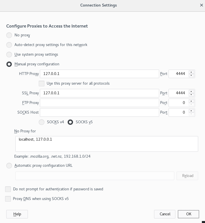 Paramètres de connexion de Firefox 57