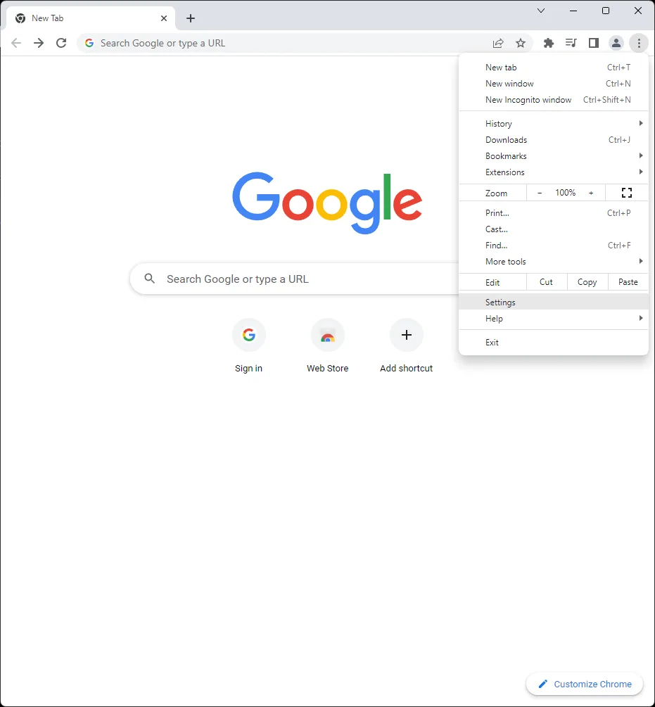 Configuración de Chrome