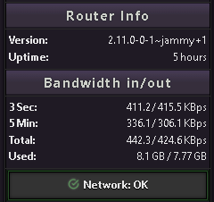 Console du routeur - Clients partagés en vert