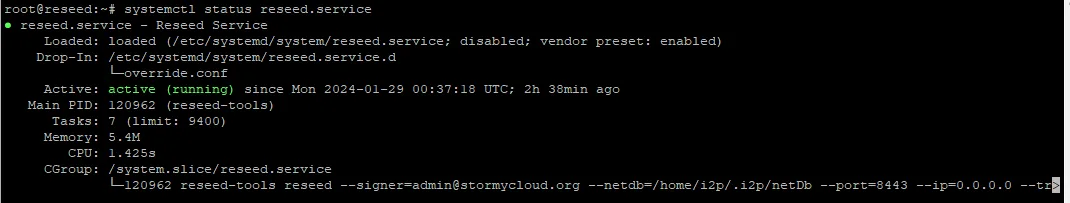 Reseed servis durumunu doğrulama