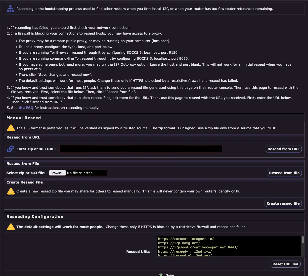 Configuração de Reseed do Console do Router