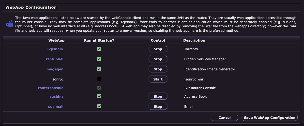 Router Console WebApp कॉन्फ़िगरेशन